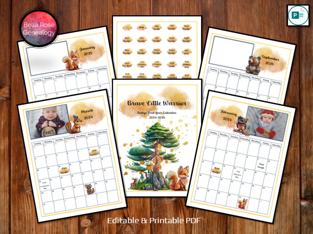 Baby's First Year Calendar - Etsy