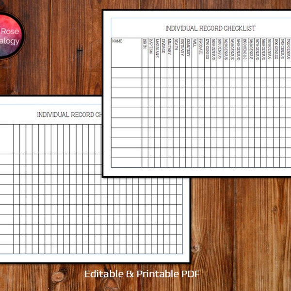 Individual Record Checklist - Family History Research