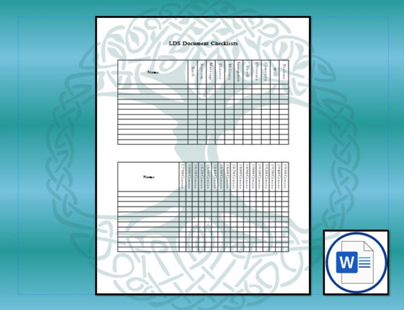 LDS Family History Documents Bundle Etsy