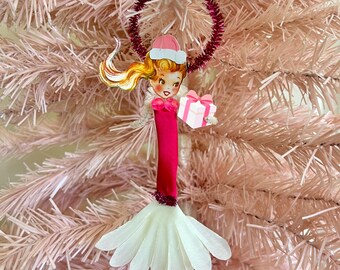 Chenille Pipe Cleaner Mermaid Christmas Ornament | Cute Mermaid Gifts | Whimsical Christmas Decor | Mermaid Christmas Gift