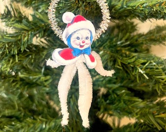 Chenille Pipe Cleaner Snowman Ornament | Nostalgic Snowman Gift | Holiday Snowman Ornament | Nostalgic Christmas Gift | Retro Snowman Gift