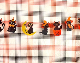 Retro Halloween Black Cat Party Banner | Black Cat Decor | Halloween Party Decorating | Halloween Cat Party | Cute Retro Halloween Decor