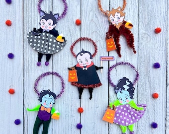Halloween Chenille Pipe Cleaner Ornament Craft Kit | Halloween Crafts for Kids | Monster Craft Kit | DIY Halloween Ornament Kit