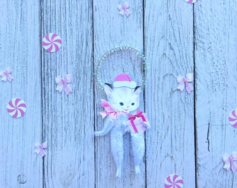 Rosa Santa Katze Ornamente Retro Dekoration Weihnachten Kitty