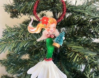 Chenille Pipe Cleaner Mermaid Christmas Ornament | Cute Mermaid Gifts | Whimsical Christmas Decor | Mermaid Christmas Gift