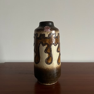 Vintage Brown Fat Lava Vase From VEB Haldensleben, East
