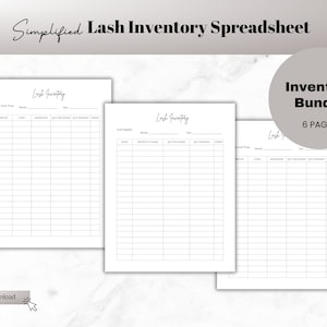 Simplified Lash Inventory Spreadsheet | Lash Inventory | Lash Supplies | Lash Trays | Lash Extension Artist | Editable Template | Minimalist