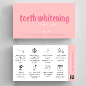 Blanchiment des dents | Cartes de suivi pour le blanchiment des dents | Carte d'instructions de suivi pour le blanchiment des dents | Modèle de suivi de blanchiment des dents | Dentaire