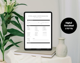 Eyelash Extension Client Record Form | Lash Client Record Form | Client Record Sheet Lash Extensions | Eyelash Extensions | Esthetician