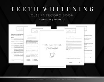Klantenboek tanden bleken | Minimalistisch klantenboek | Toestemmingsformulieren voor het bleken van tanden | Specialist voor het bleken van tanden