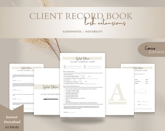 Digital Client Record Book For Eyelash Extensions | Client Consent Forms | Client Consultations | Lash Forms | GoodNotes | Notability
