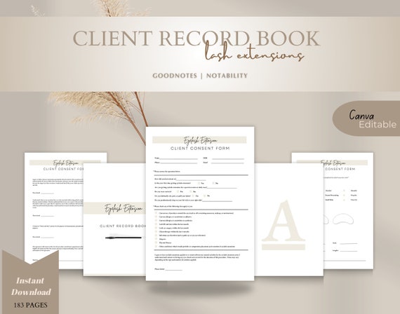 Digital Client Record Book For Eyelash Extensions | Client Consent Forms | Client Consultations | Lash Forms | GoodNotes | Notability