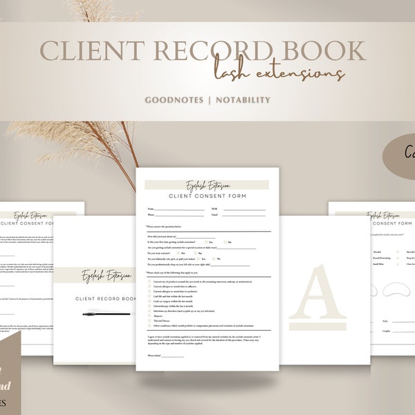 Digital Client Record Book For Eyelash Extensions | Client Consent Forms | Client Consultations | Lash Forms | GoodNotes | Notability