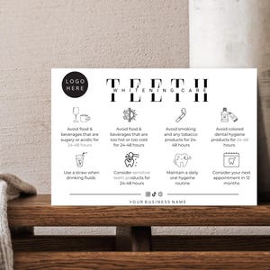 Blanchiment des dents | d'instructions sur les soins de suivi de blanchiment des dents | Spécialiste du blanchiment des dents | Carte de suivi de blanchiment des dents | Hygiène dentaire