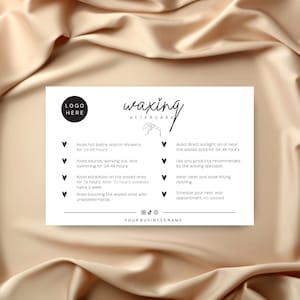 Waxing Aftercare Instructions | Aftercare Instruction Card Waxing | Post Wax Aftercare Instruction Card | Waxing | Waxing Aftercare Card