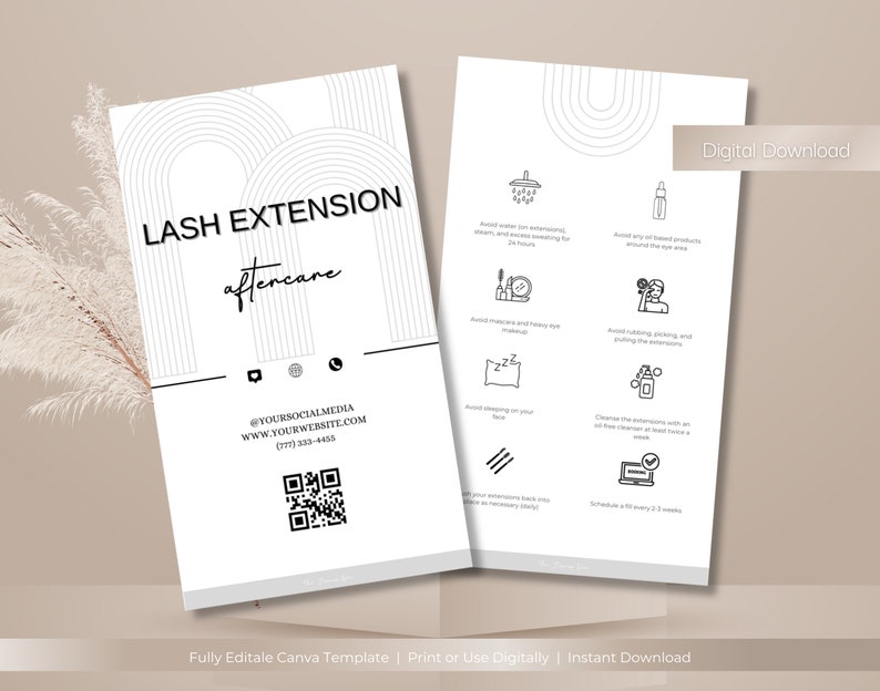 Lash Extension Aftercare Card Lash Aftercare Template Eyelash Extension ...