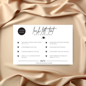 Nazorgkaart wimperlifting en tinting | Instructiekaart nazorg wimperlifting en tinting | Nazorgkaart wimperlifting en tinting | Wimperlifting en tinting