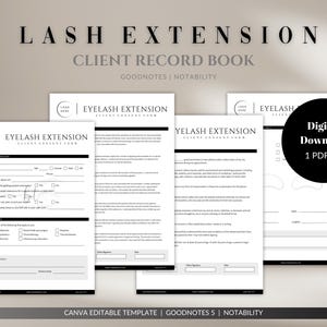 Client Record Book Eyelash Extensions | Lash Extension Client Record Book | Lash Extension Client Consent Forms | Lash Client Intake Forms