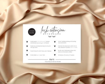 Eyelash Extension Aftercare Instruction Card | Aftercare Card Lash Extensions | Lash Extension Aftercare Card | Care Card Eyelash Extensions