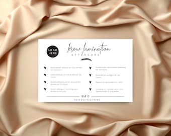 Brow Lamination Aftercare Instruction Card | Brow Lamination Aftercare | Aftercare Cards Brow Lamination | Aftercare Instruction Card Brows