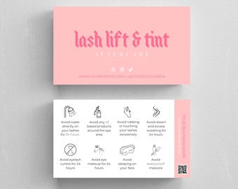 Lash Lift and Tint Aftercare | Aftercare Cards Lash Lift and Tint | Editable Lash Aftercare Cards | Lash Lift and Tint Care | Lash Aftercare