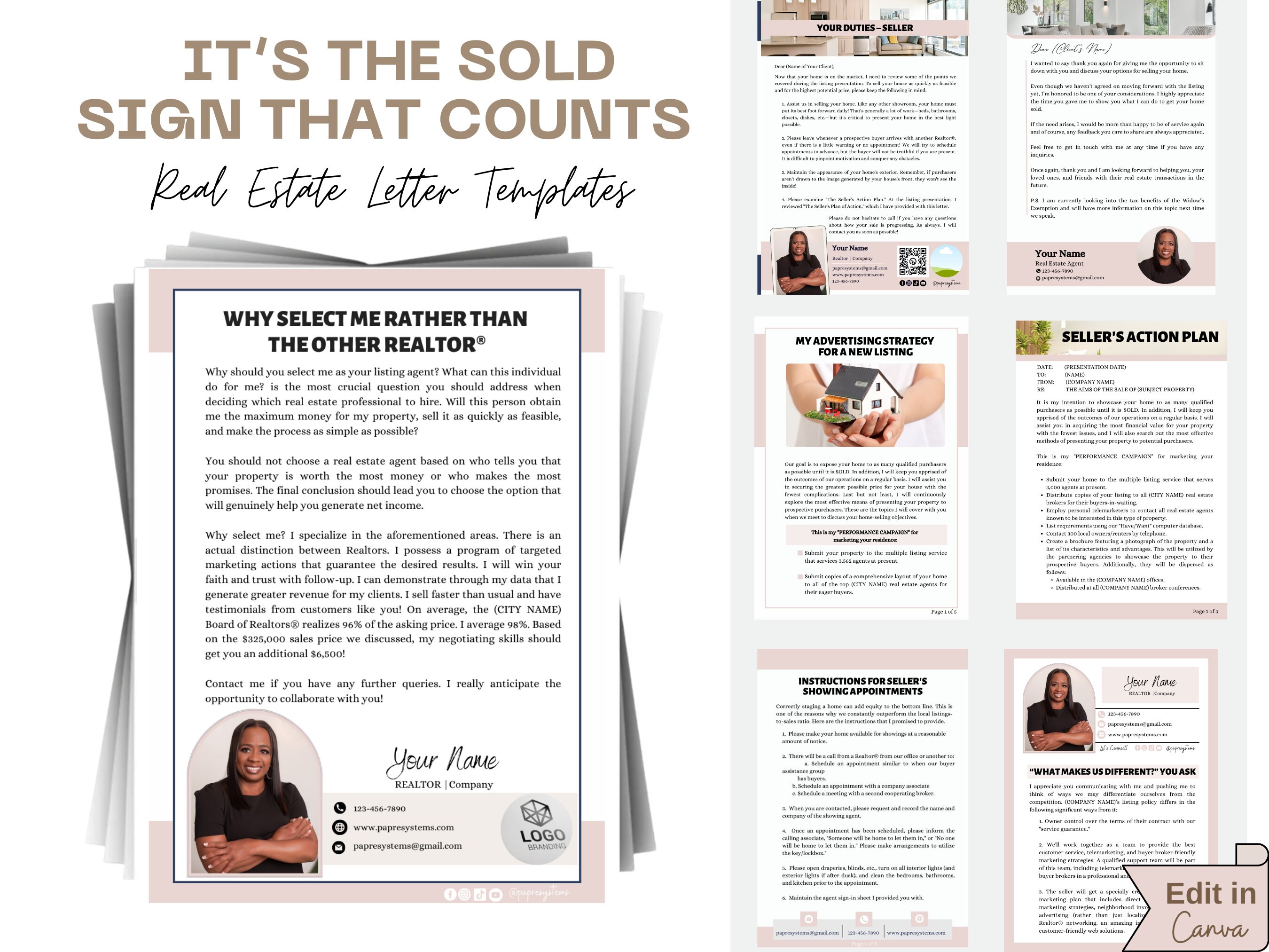 Its the Sold Sign That Counts, Real Estate Marketing, Real Estate Letters, Real Estate Templates