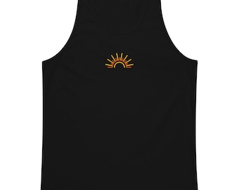Embroidered Sun Men's Soft Cotton Tank Top
