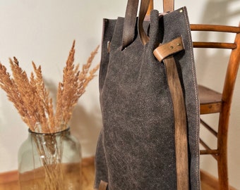 Unique, 2 in 1 leather bag & backpack, 100% handmade, shoulder bag, handbag, all in one, bag, unique piece