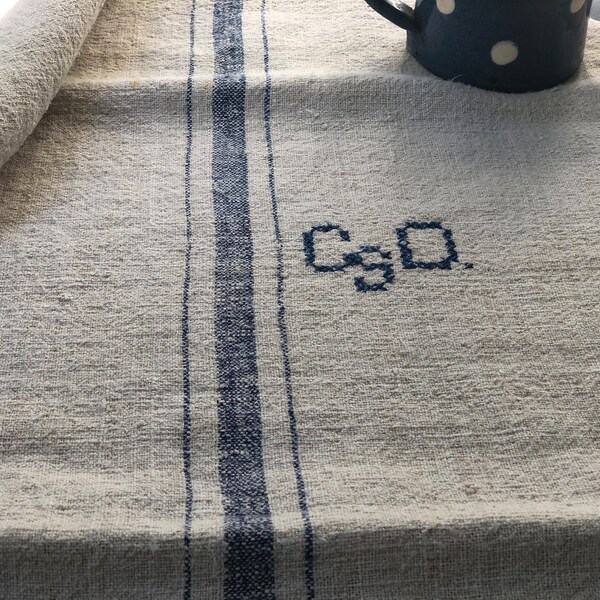 Antique Hungarian grain sack with initials