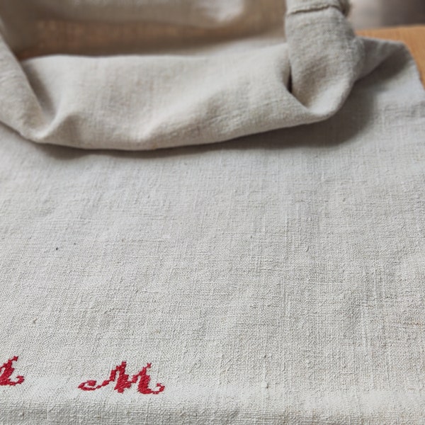 Antique Hungarian grain sack with initials