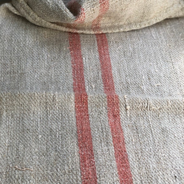 antique hungarian grain sack, linen fabric for sewing projects