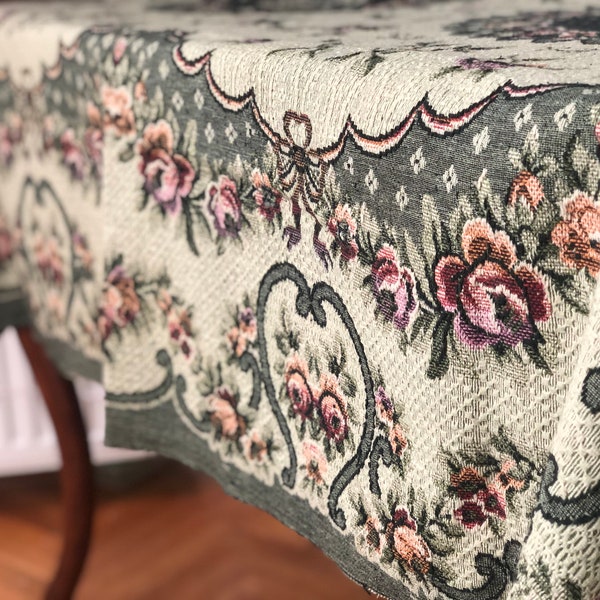 Vintage tablecloth with lovely floral pattern