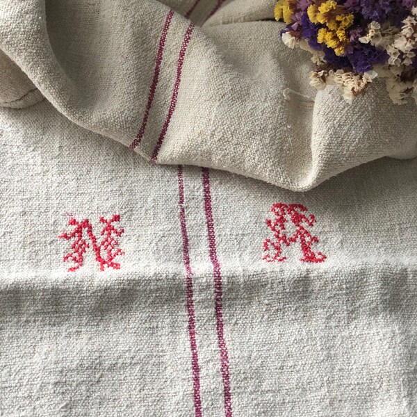 antique Hungarian  grain sack with initials