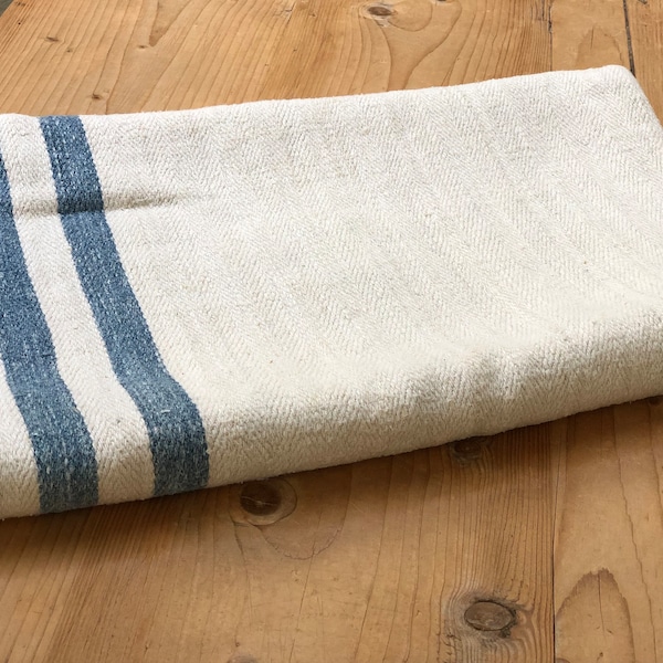 Stunning blue striped hungarian grain sack, pillow cushion