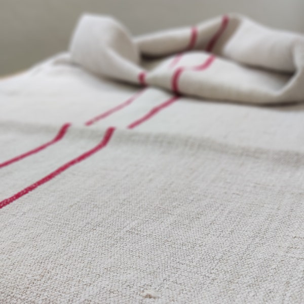 Antique Hungarian  grain sack with red stripes