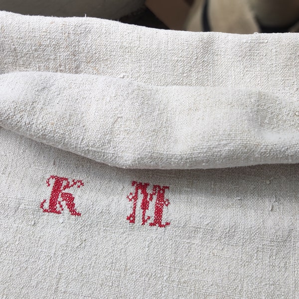 Antique Hungarian grain sack with initials
