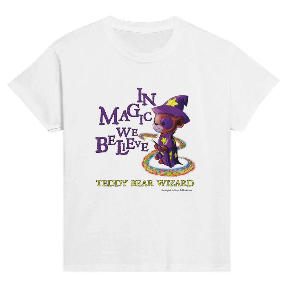 In Magic We Believe - Teddy Bear Wizard - Classic Kids Crewneck T-shirt. Teddy Bear Wizard Children's T-shirt, teddy bear lover tee, cute