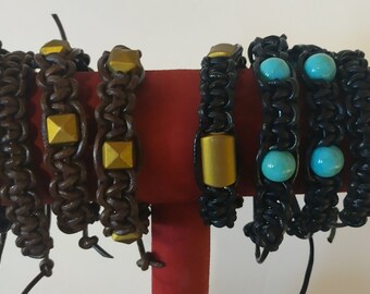 Leather adjustable bracelets