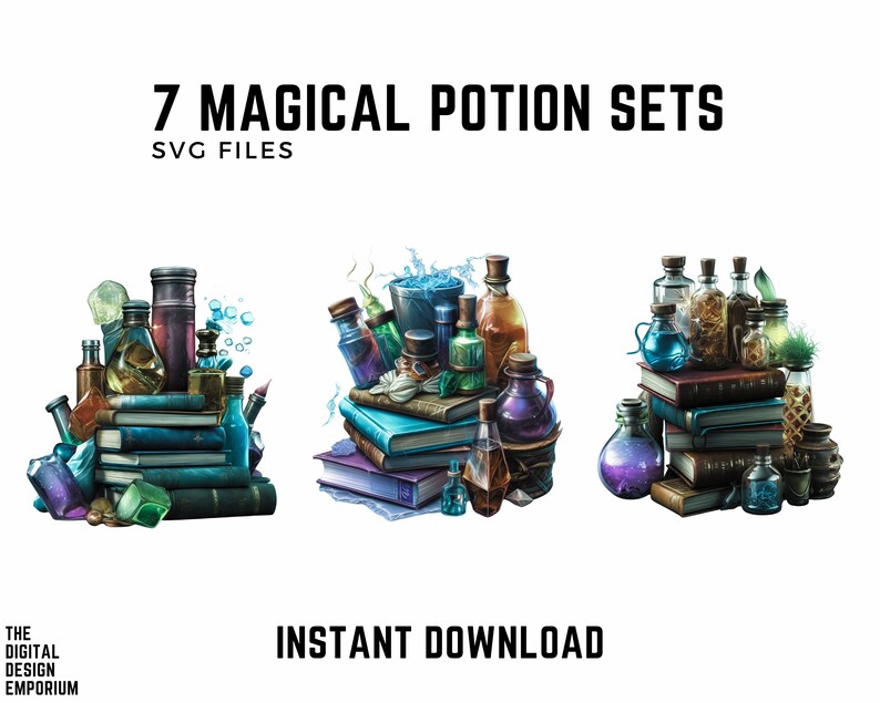 Magical Potion Sets dark Theme SVG Images for Commercial - Etsy