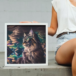 Maine Coon Cat Design Poster Images For Commercial Use, Printable Wall Art, Room Decor, Cat Lover Gift, Cat canvas art Download