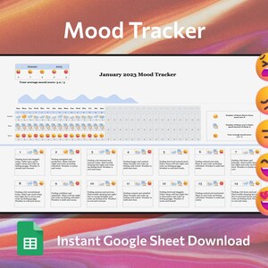 Mood Tracker Google Spreadsheet Reusable Template (Emotion Journal, Weather Tracker, Sleep Tracker) -  Instant Digital Download