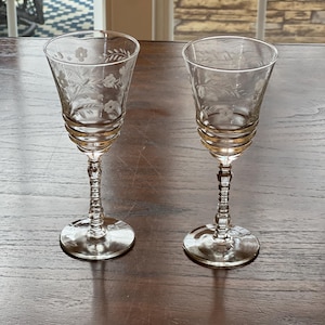 Set of 2 Vintage Libbey Rock Sharpe Halifax Champagne Glasses