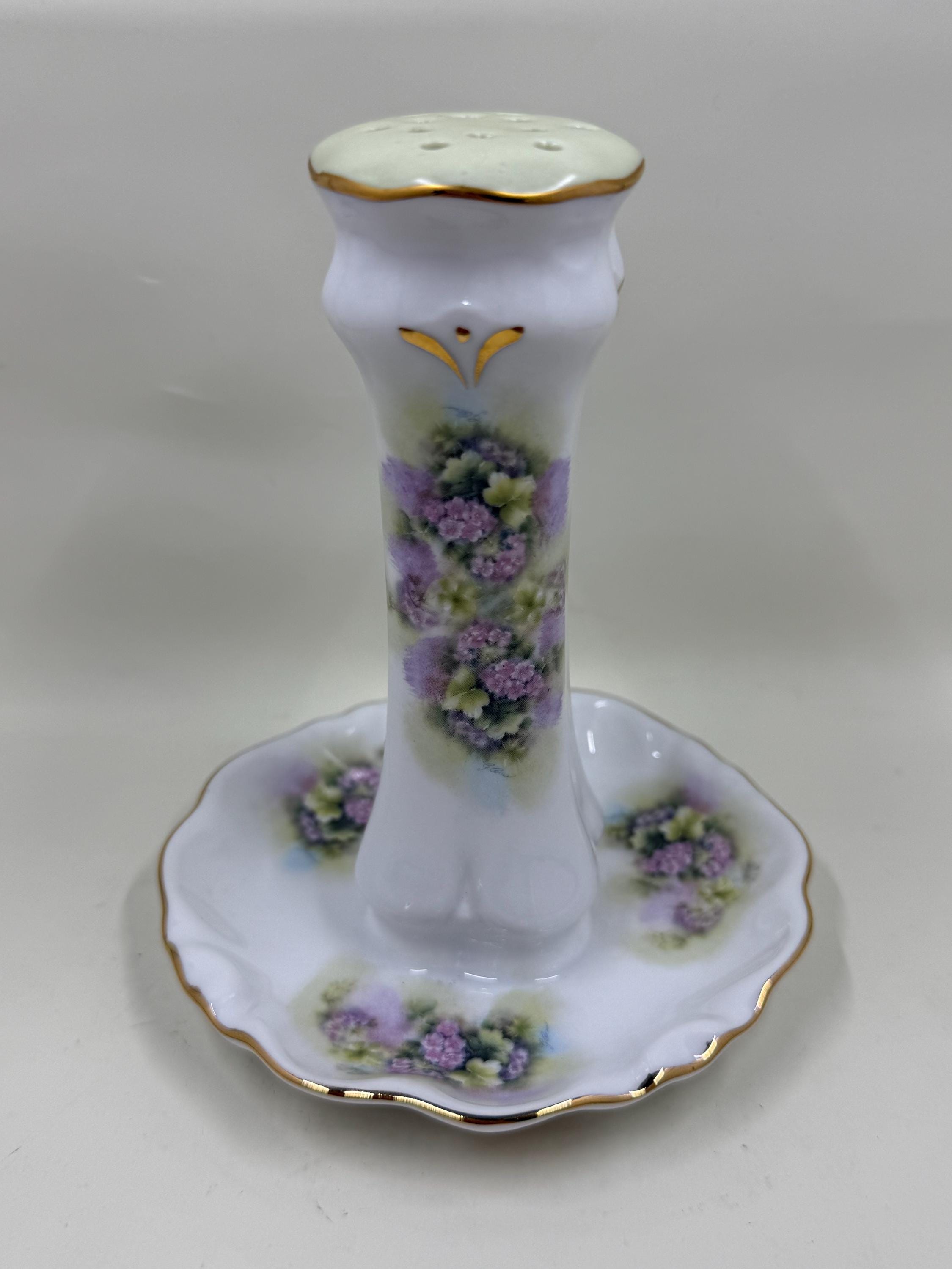 Antique Limoges France Hat Pin Holder 9-Hole Porcelain Floral Gold Trim EUC Hat Pin Limoges - Etsy main image 3