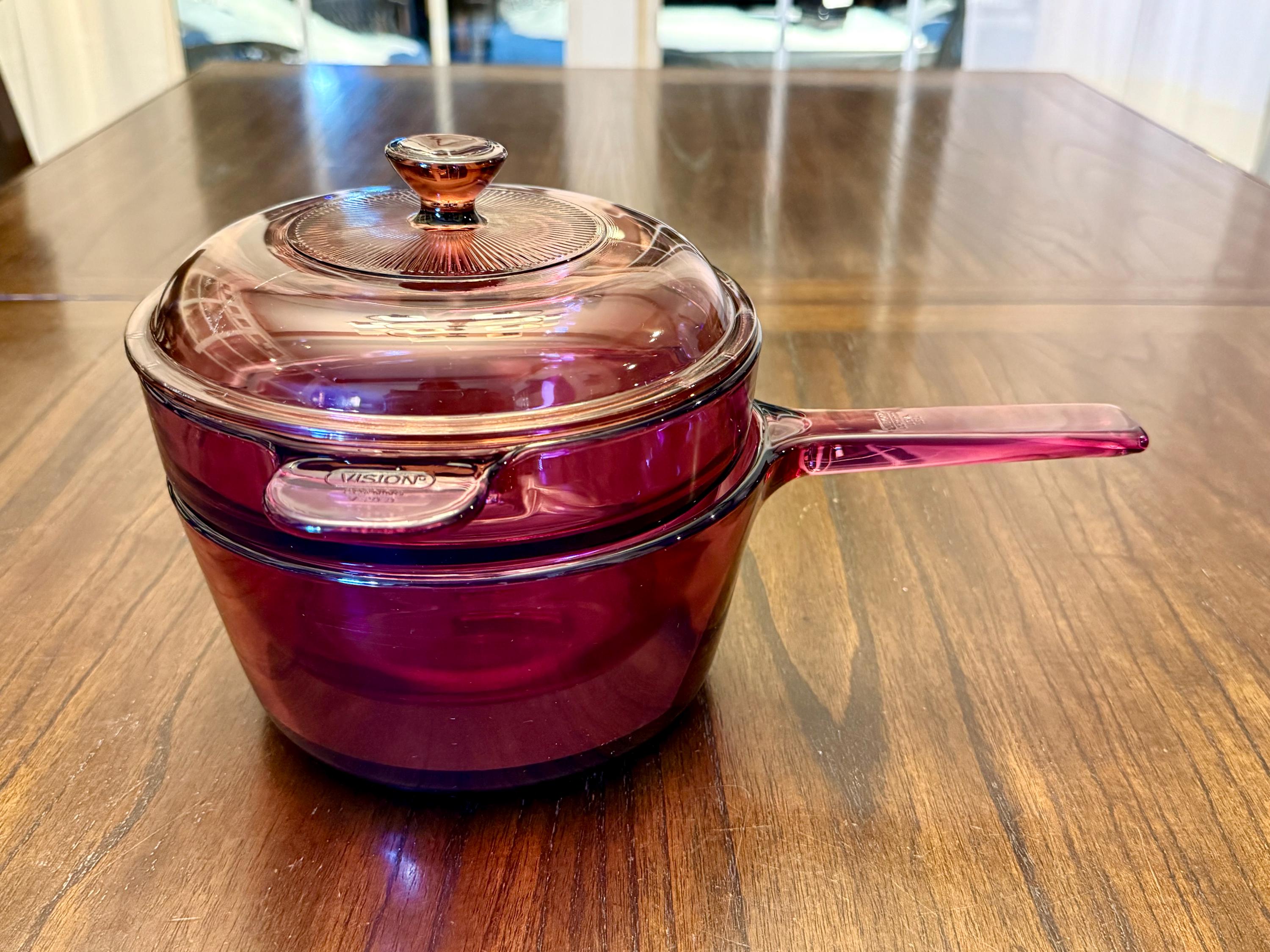 Vintage Pyrex Visions Cranberry by Corning/corelle Double Boiler