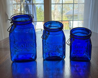 Set di barattoli blu cobalto di Vintage Grandma's Products