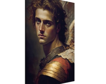 Archangel Michael Canvas Art, Divine Guardian Christian Painting 70x100cm