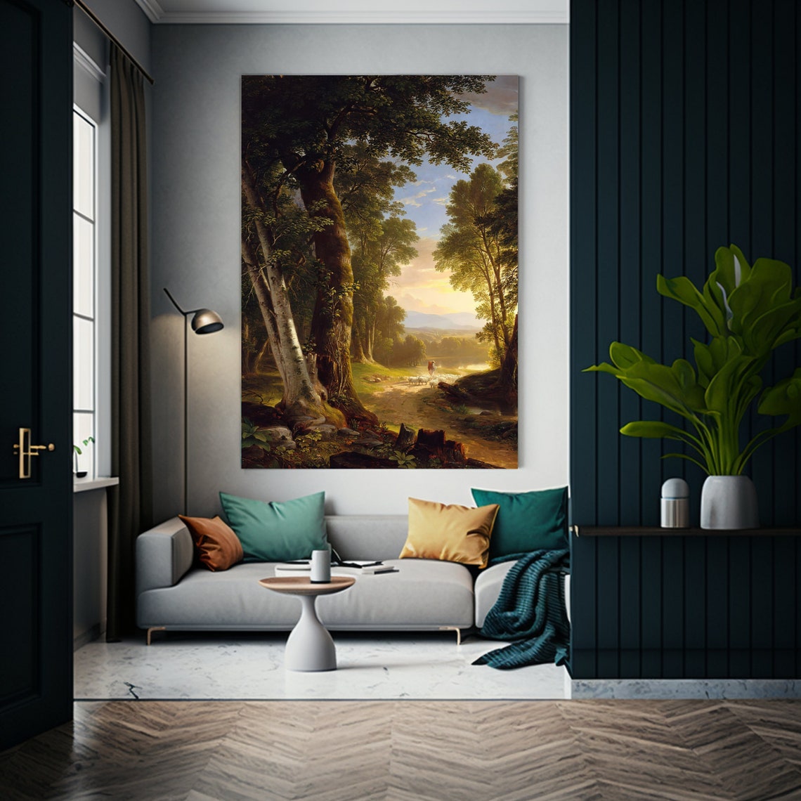 Nature Wall Art Lake Painting Remastered, Vintage Art for Living Room ...