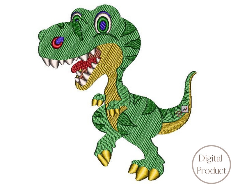 Adorable motif de broderie Machine dinosaure, Dino Smile Animal Applique File, Mini motif de broderie, Animal Patchwork pour vêtements image 1