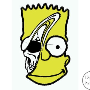 Evil Bart Simpson Character Machine Embroidery Design, Cartoon Simpson Applique Pattern File, Applique Designs for Clothes, I Love Simpson