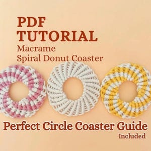 Tutorial en PDF de posavasos de macramé con espiral circular: diseño en espiral para principiantes